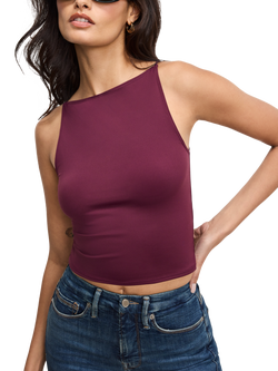 Good American Weightless Sleeveless Tank Top, Dark Red, Dark Red