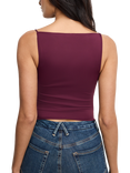 Good American Weightless Scuba Sleeveless Tank Top, Dark Red