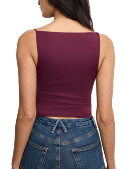 Good American Weightless Sleeveless Tank Top, Dark Red - view 2, Dark Red