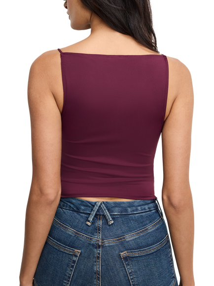 Good American Weightless Sleeveless Tank Top, Dark Red - view 2, Dark Red