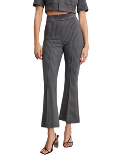 Good American Soft Stretch Ponte Kick Flare Crop Trousers, Grey, Grey