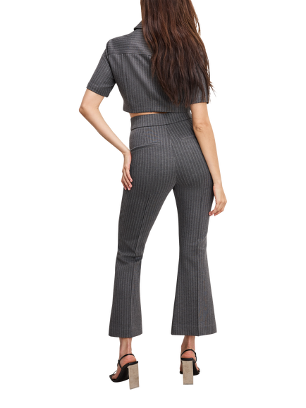 Good American Soft Stretch Ponte Kick Flare Crop Trousers, Grey - view 2, Grey