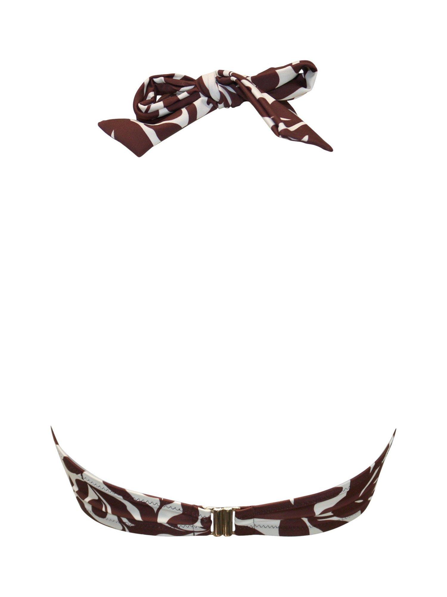 Product image 8 of 8, which shows Pour Moi Madrid Underwired Halter Neck Bikini Top, Brown/White, 32C