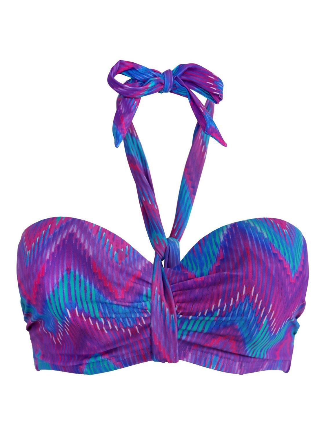 Product image 8 of 9, which shows Pour Moi Malibu Underwired Non-Padded Halter Neck Bikini Top, Multi, 32C