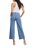 Good American Good Waist Floral Cropped Palazzo Cotton Denim Jeans
