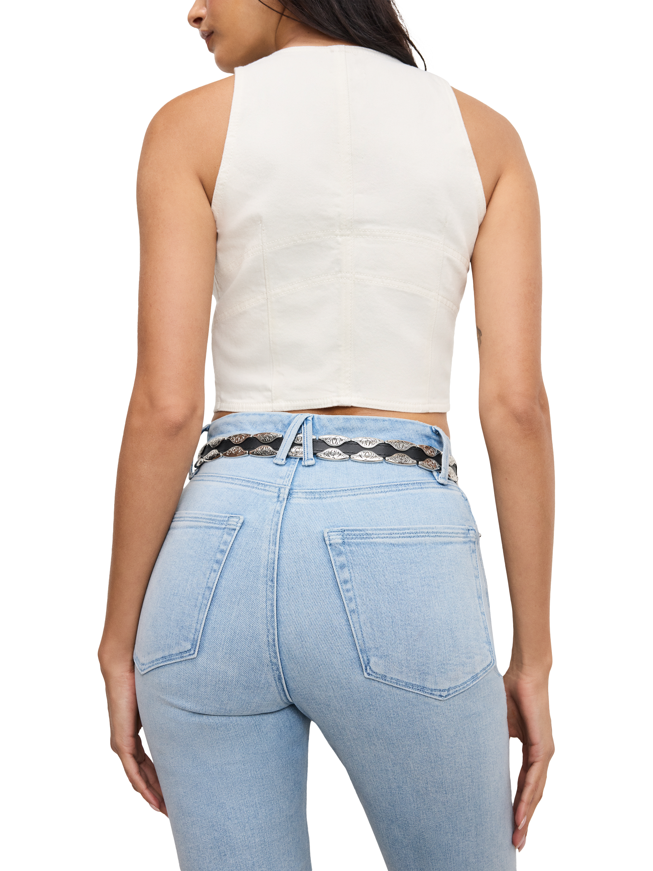 Product image 3 of 3, which shows Good American Good Curve High-Rise Light Compression Cotton Denim Jeans, Indigo, 24