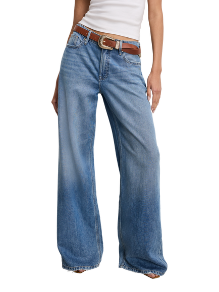 Good American Weightless Leg High-Rise Cotton Denim Jeans - view 2, Indigo