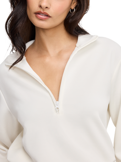 Good American Air Soft Sculpting 1/2 Zip Sweatshirt, White, White