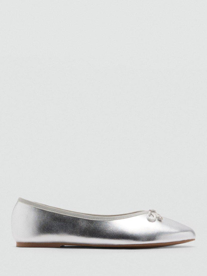 Mango Kids' Gigip Ballerina Shoes, Silver