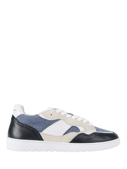 Kurt Geiger London Benn Lace Up Leather Trainers, Blue Denim