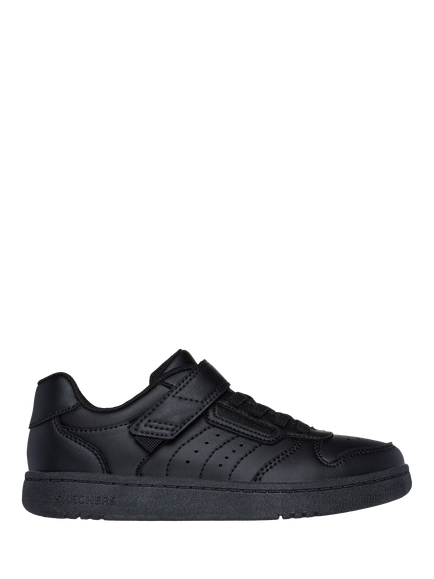 Skechers Kids' Quick Street Lace up Riptape School Shoes, Black