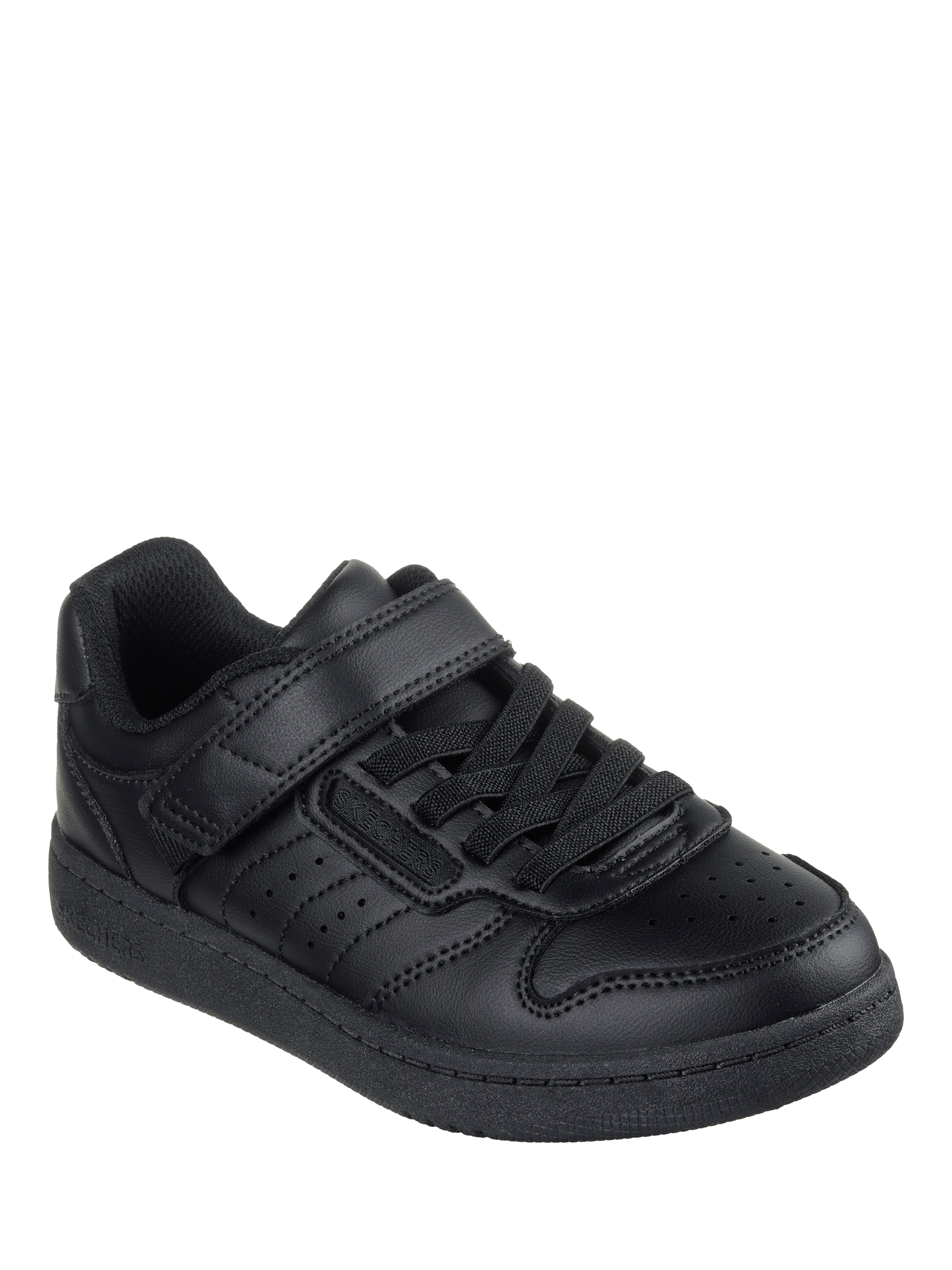 Product image 2 of 5, which shows Skechers Kids' Quick Street Lace up Riptape School Shoes, Black, EU27