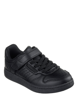 Skechers Kids' Quick Street Lace up Riptape School Shoes - view 2, Black