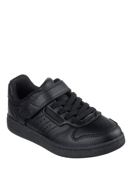 Skechers Kids' Quick Street Lace up Riptape School Shoes - view 2, Black