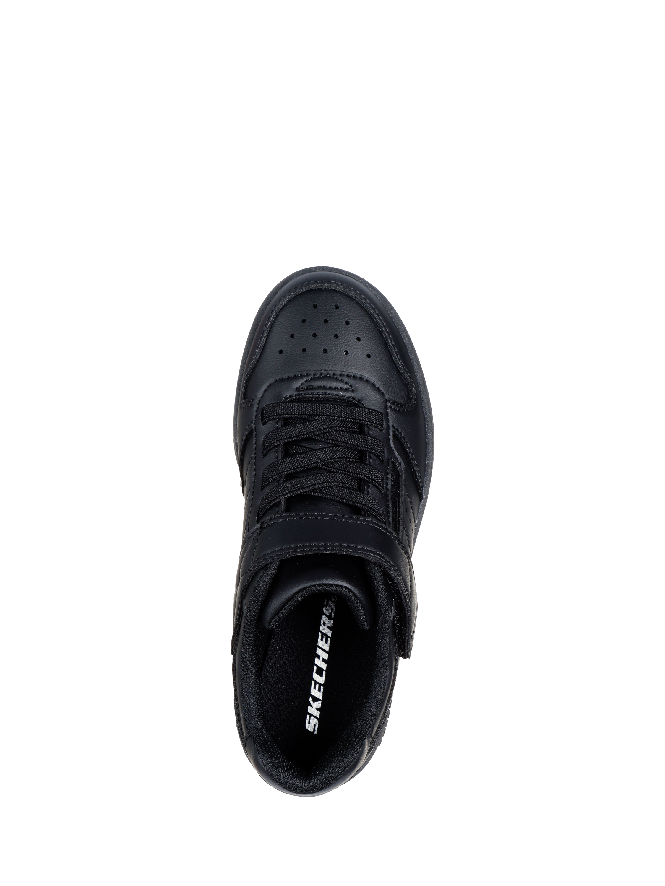 Product image 4 of 5, which shows Skechers Kids' Quick Street Lace up Riptape School Shoes, Black, EU27