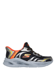 Skechers Kids' Slip-In Meteor Lights Trainers, Black/ Silver