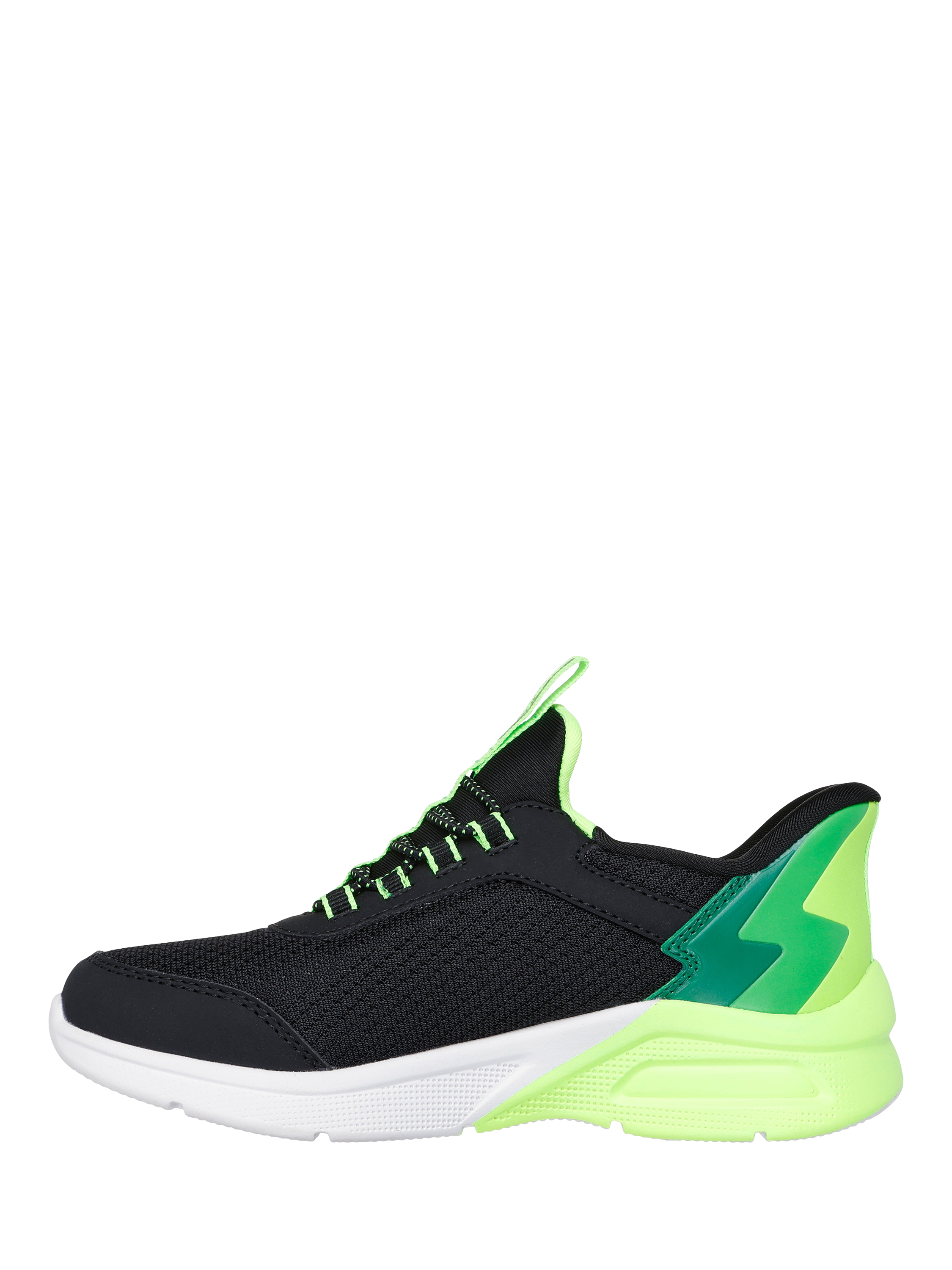 Product image 4 of 5, which shows Skechers Kids' Slip-In Microspec Max Trainers, Black/Lime, EU27