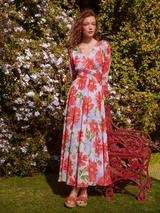 Hobbs Amelie Floral Maxi Dress, Blue/Red