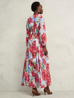 Hobbs Amelie Floral Maxi Dress, Blue/Red - view 2, Blue/Red