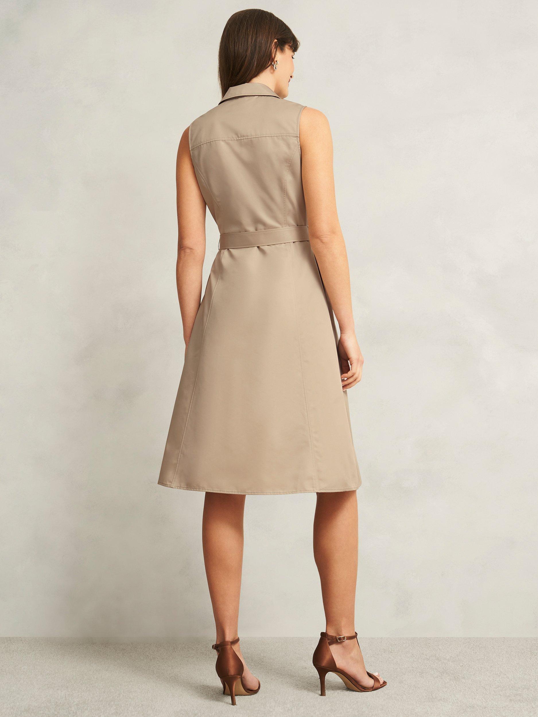 Product image 2 of 7, which shows Hobbs Tia Sleeveless Shirt Dress, Neutral, 10
