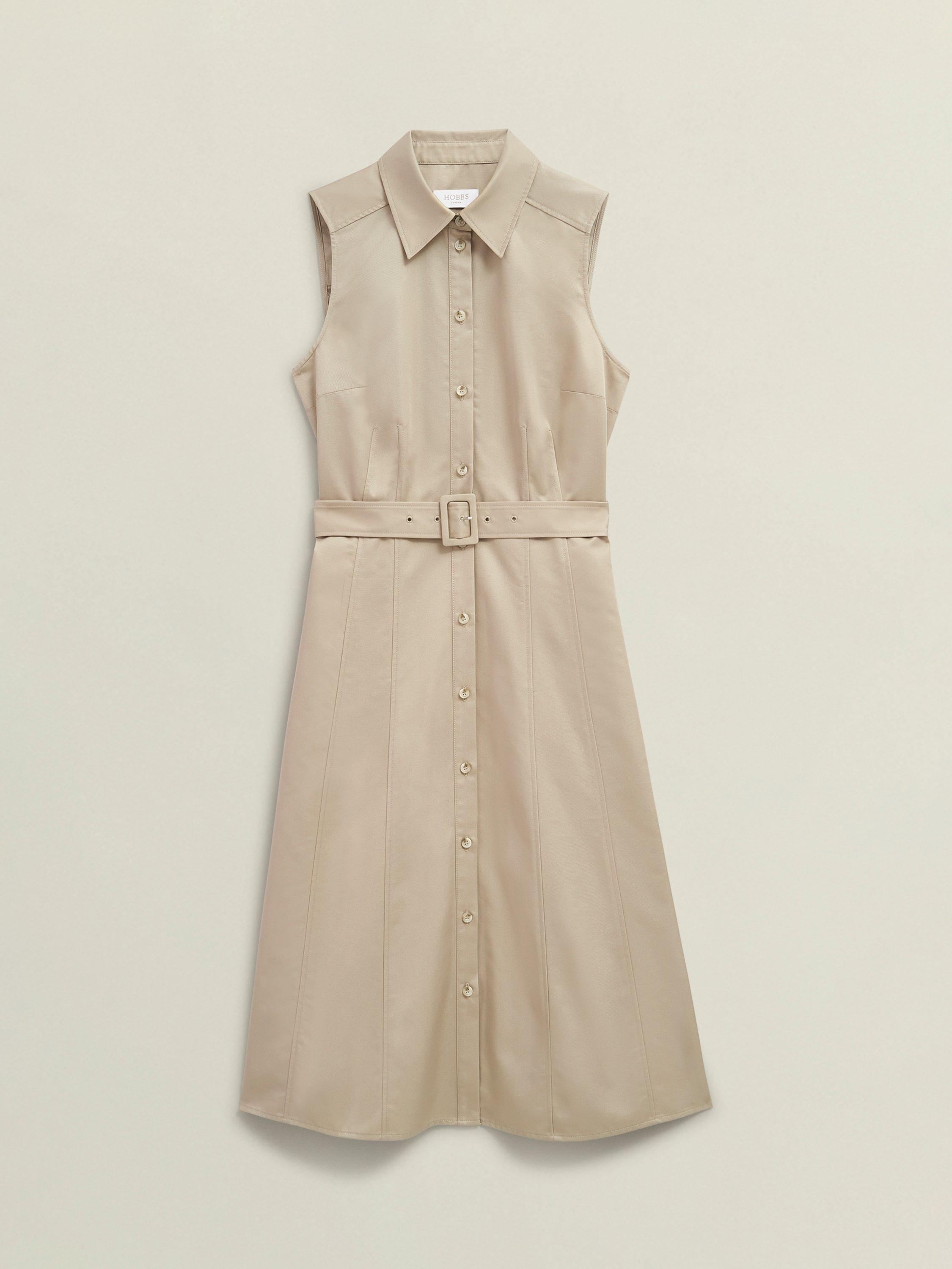 Product image 4 of 7, which shows Hobbs Tia Sleeveless Shirt Dress, Neutral, 10