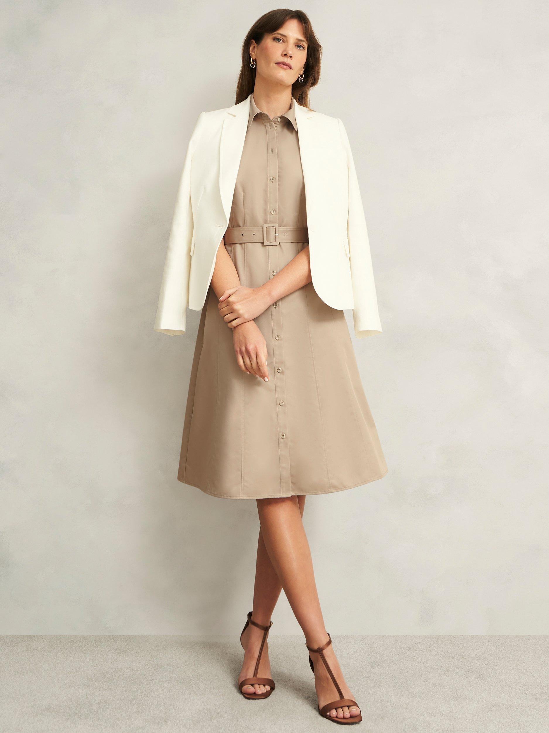 Product image 6 of 7, which shows Hobbs Tia Sleeveless Shirt Dress, Neutral, 10
