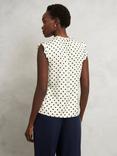 Hobbs Adriel Spot Satin Top, Ivory/Navy