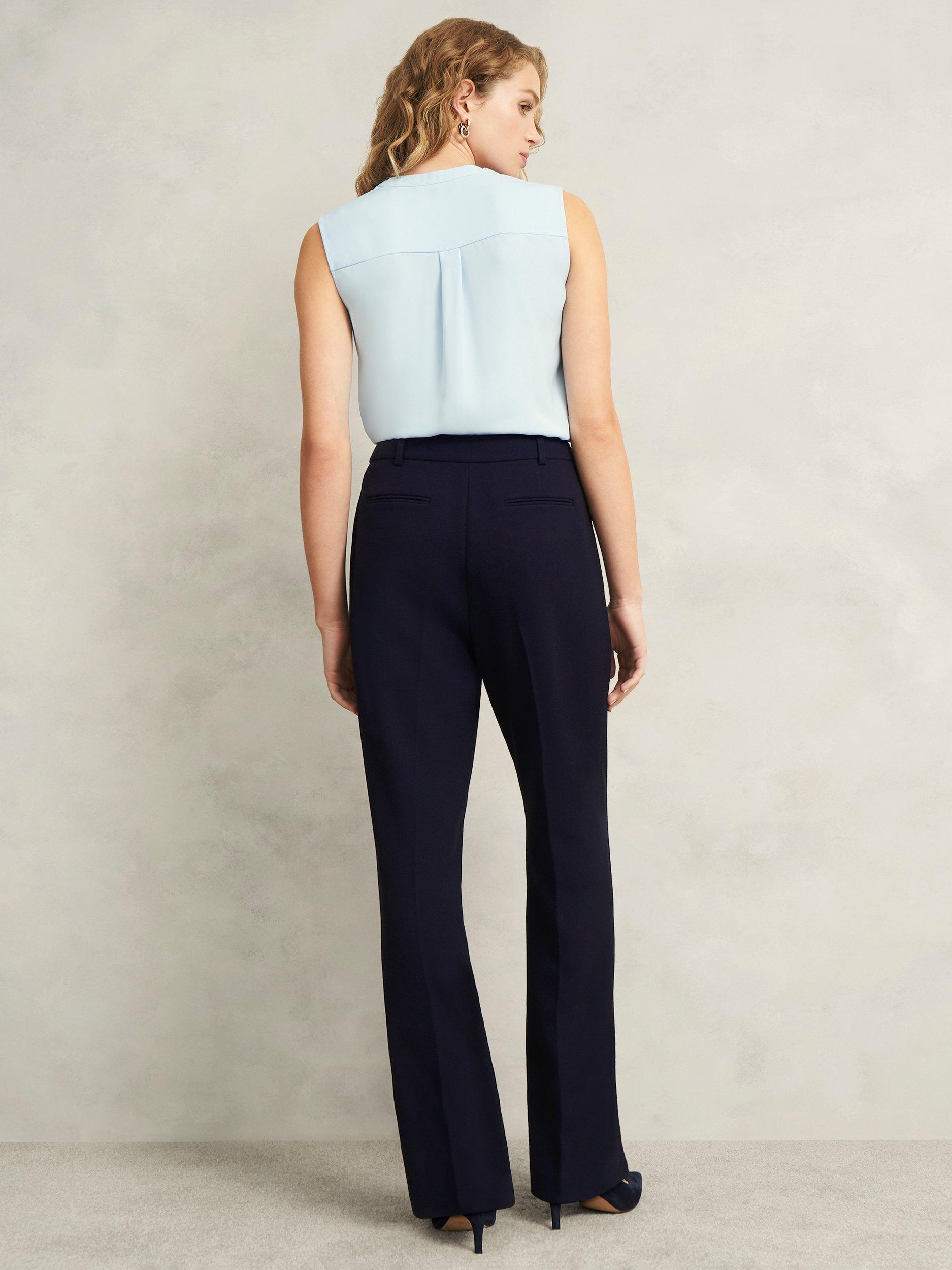Product image 2 of 5, which shows Hobbs Aly Straight Tailored Trousers, Navy, 22