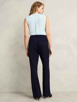 Hobbs Aly Straight Tailored Trousers, Navy - view 2, Navy