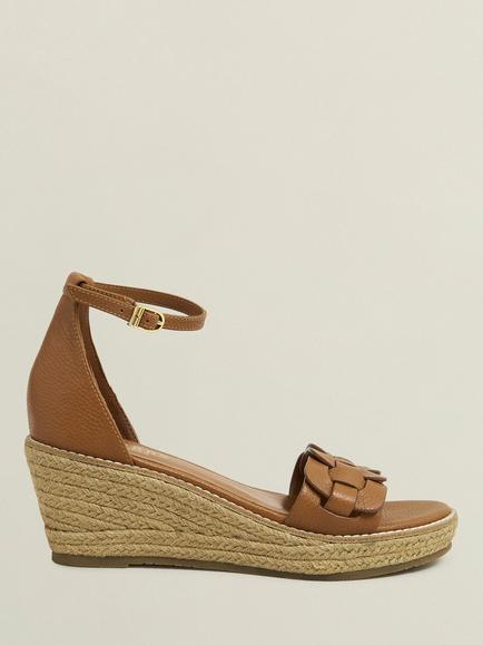 Hobbs Francis Woven Leather Espadrille Sandals, Tan/Brown