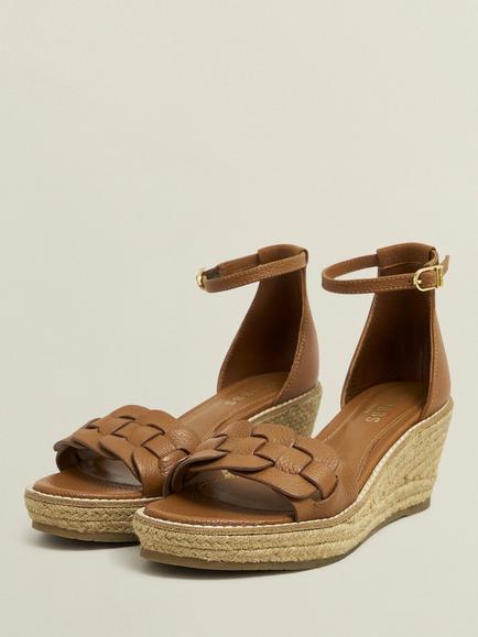 Hobbs Francis Woven Leather Espadrille Sandals - view 2, Tan/Brown