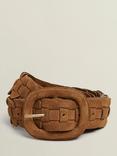 Hobbs Abbie Woven Suede Belt, Tan