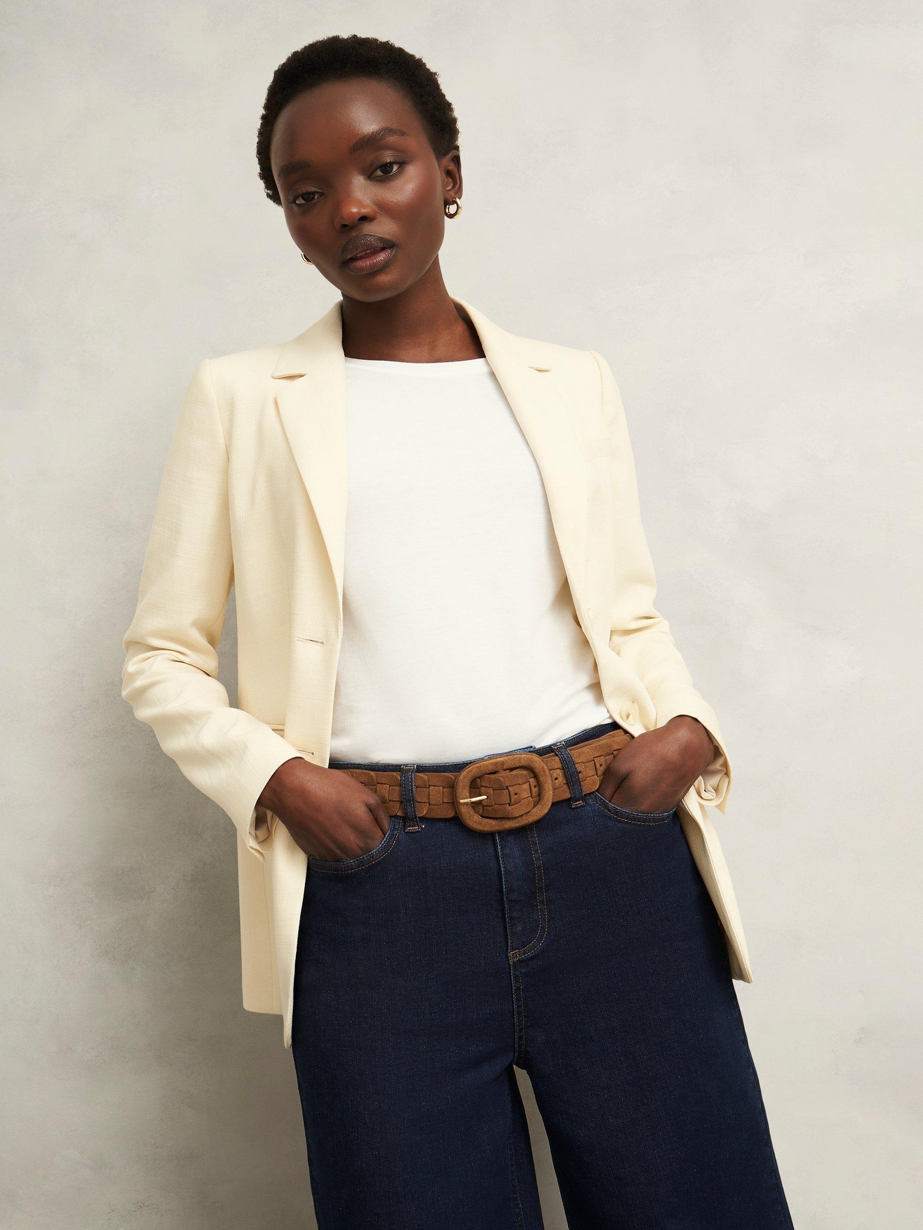 Product image 3 of 4, which shows Hobbs Abbie Woven Suede Belt, Tan, L
