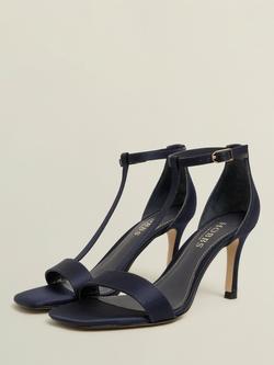 Hobbs Nadia Satin T-Bar Sandals, Midnight - view 2, Midnight