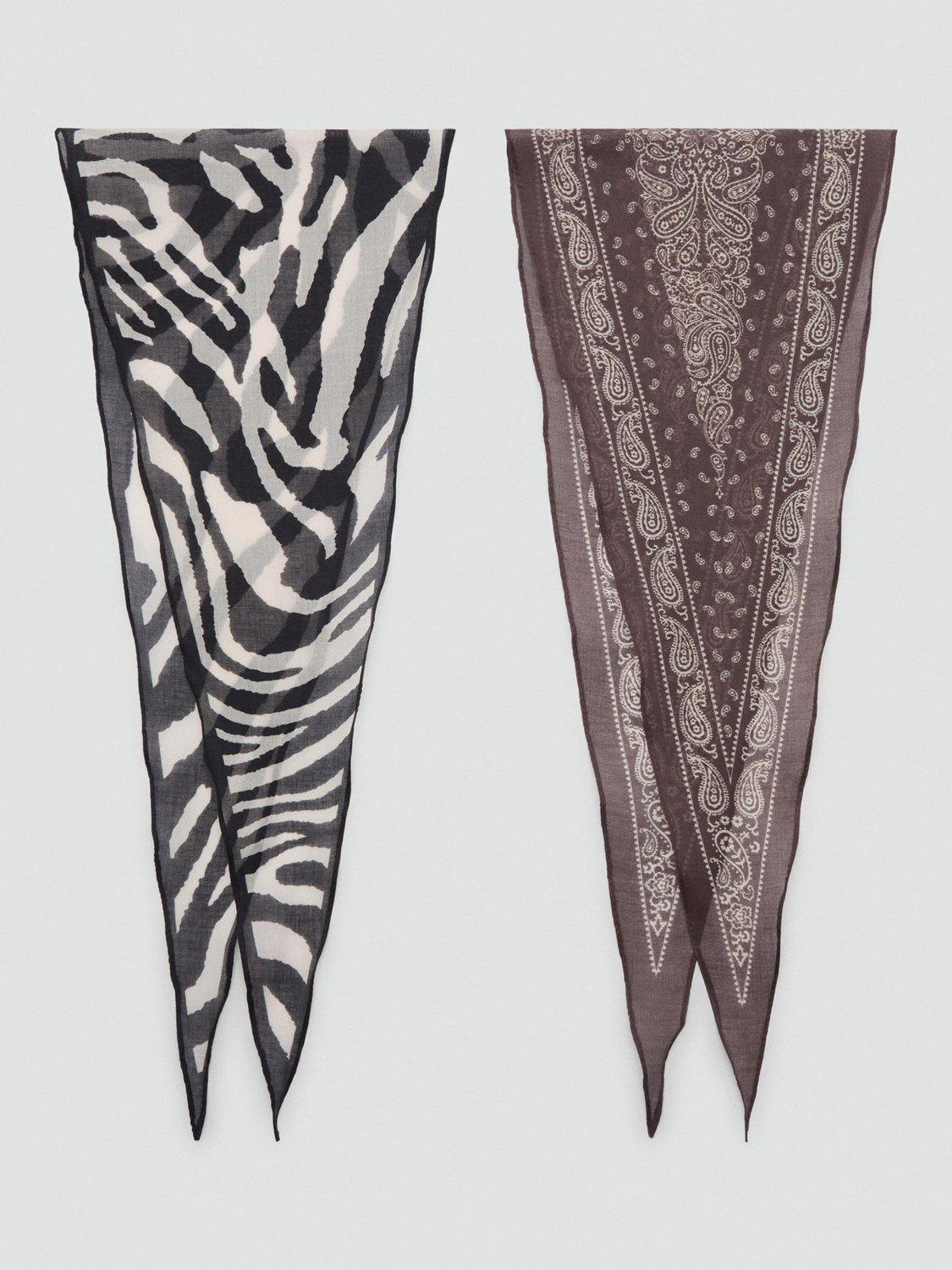 Mango Bandani Scarf, Pack of 2, Black