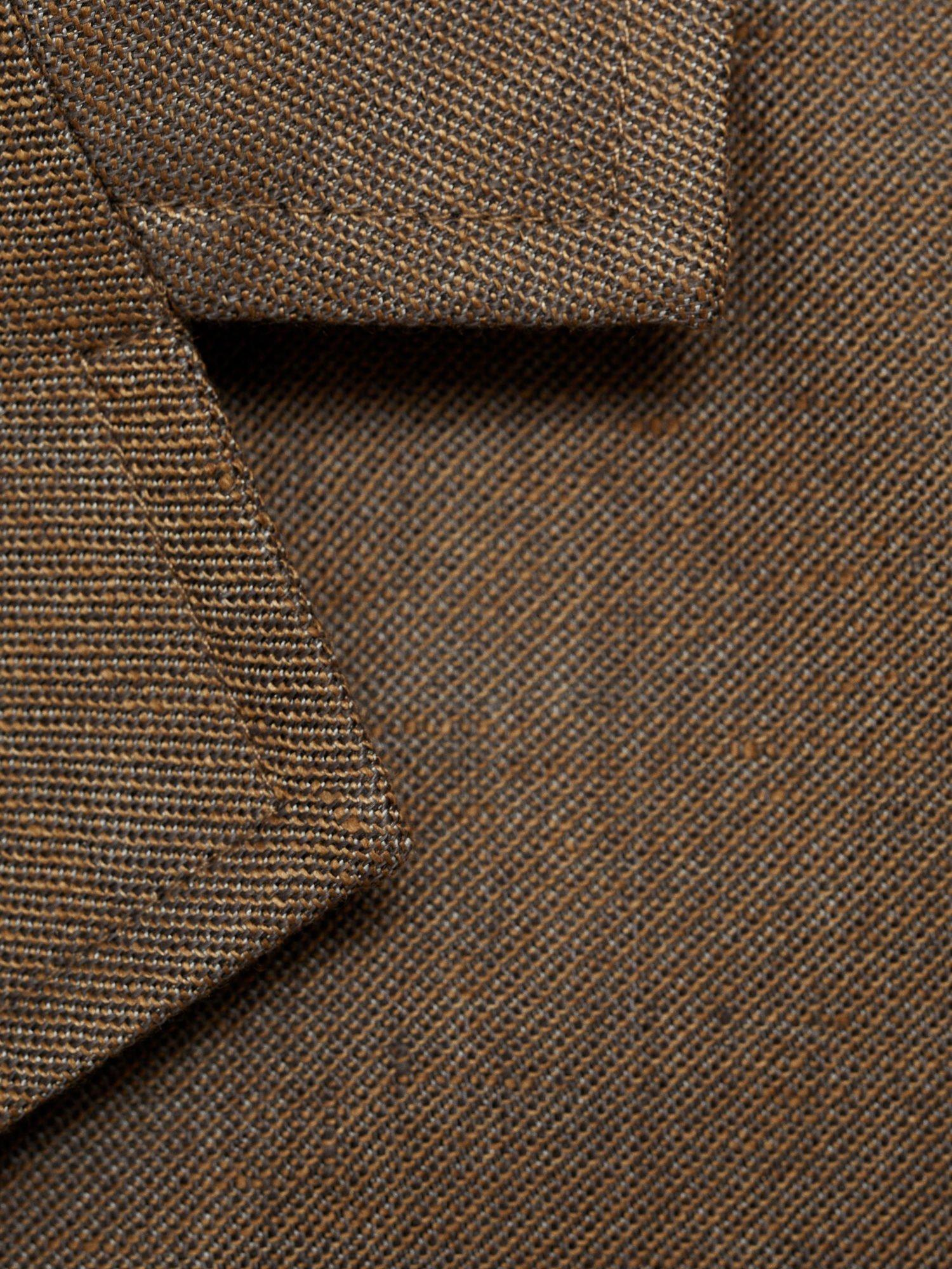Product image 7 of 7, which shows Mango Puglia Linen Blend Cropped Blazer, Dark Brown, L