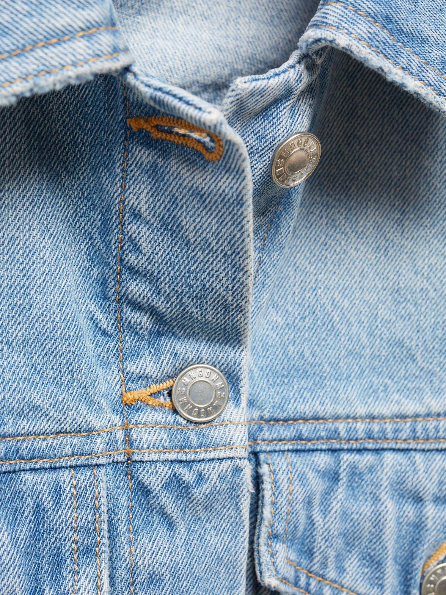 Product image 8 of 9, which shows Mango Amaia Cropped Denim Jacket, Mid Blue, L