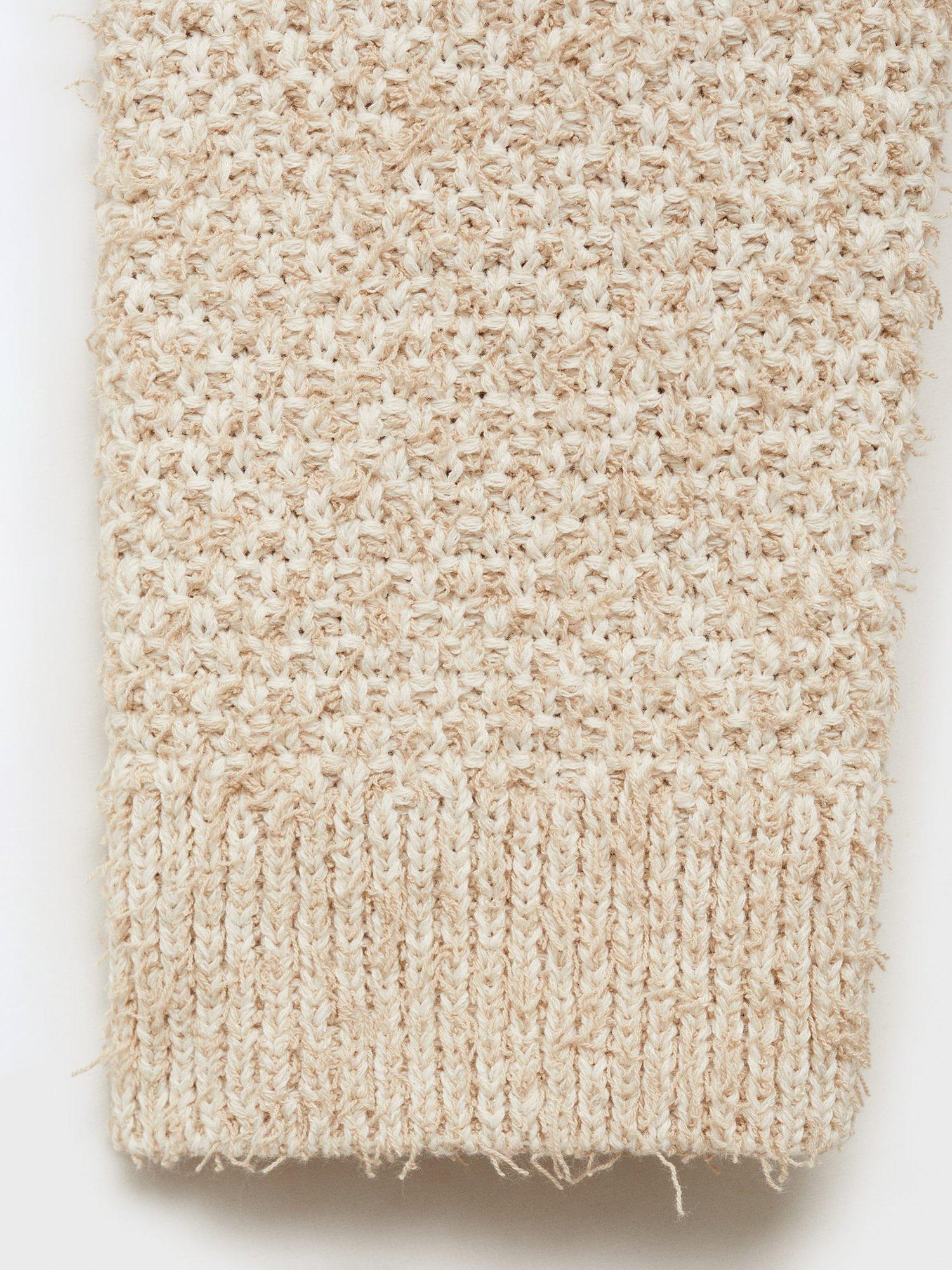 Product image 5 of 9, which shows Mango Ojitos Knitted Cardigan, Beige, XXS