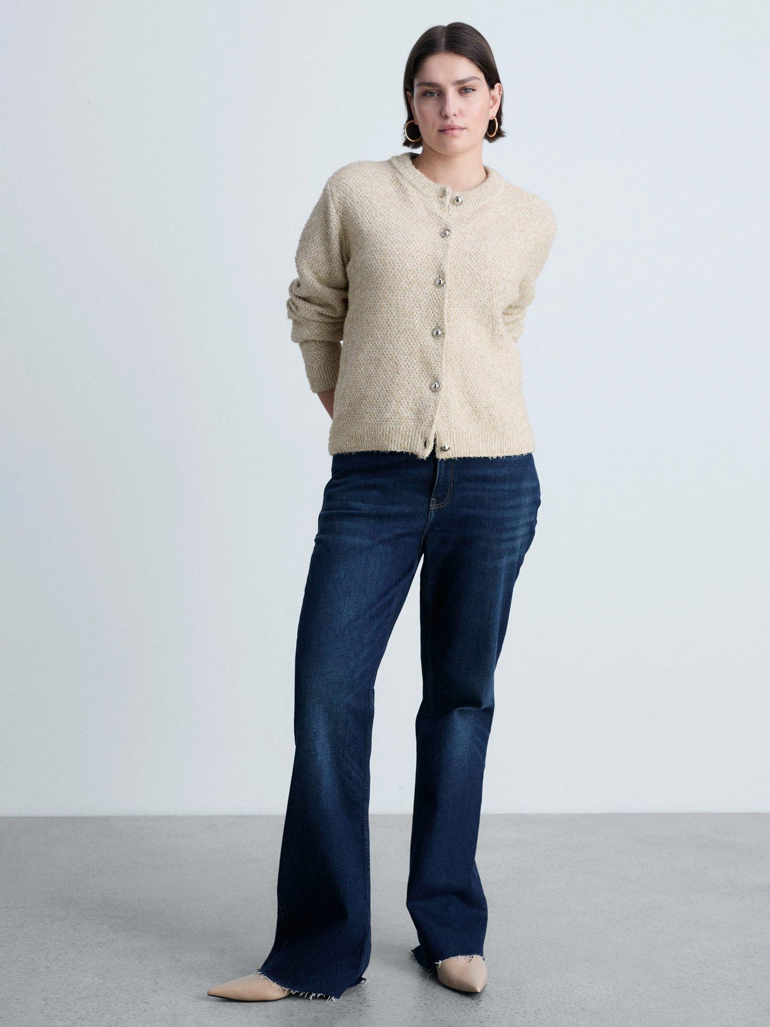 Product image 8 of 9, which shows Mango Ojitos Knitted Cardigan, Beige, XXS