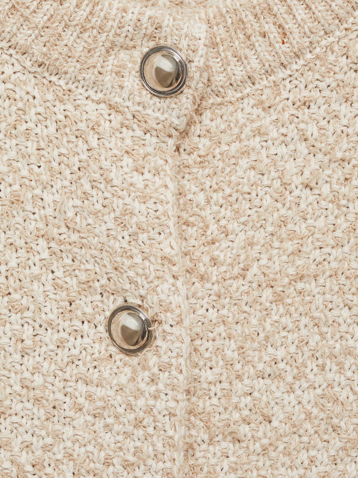 Product image 9 of 9, which shows Mango Ojitos Knitted Cardigan, Beige, XXS