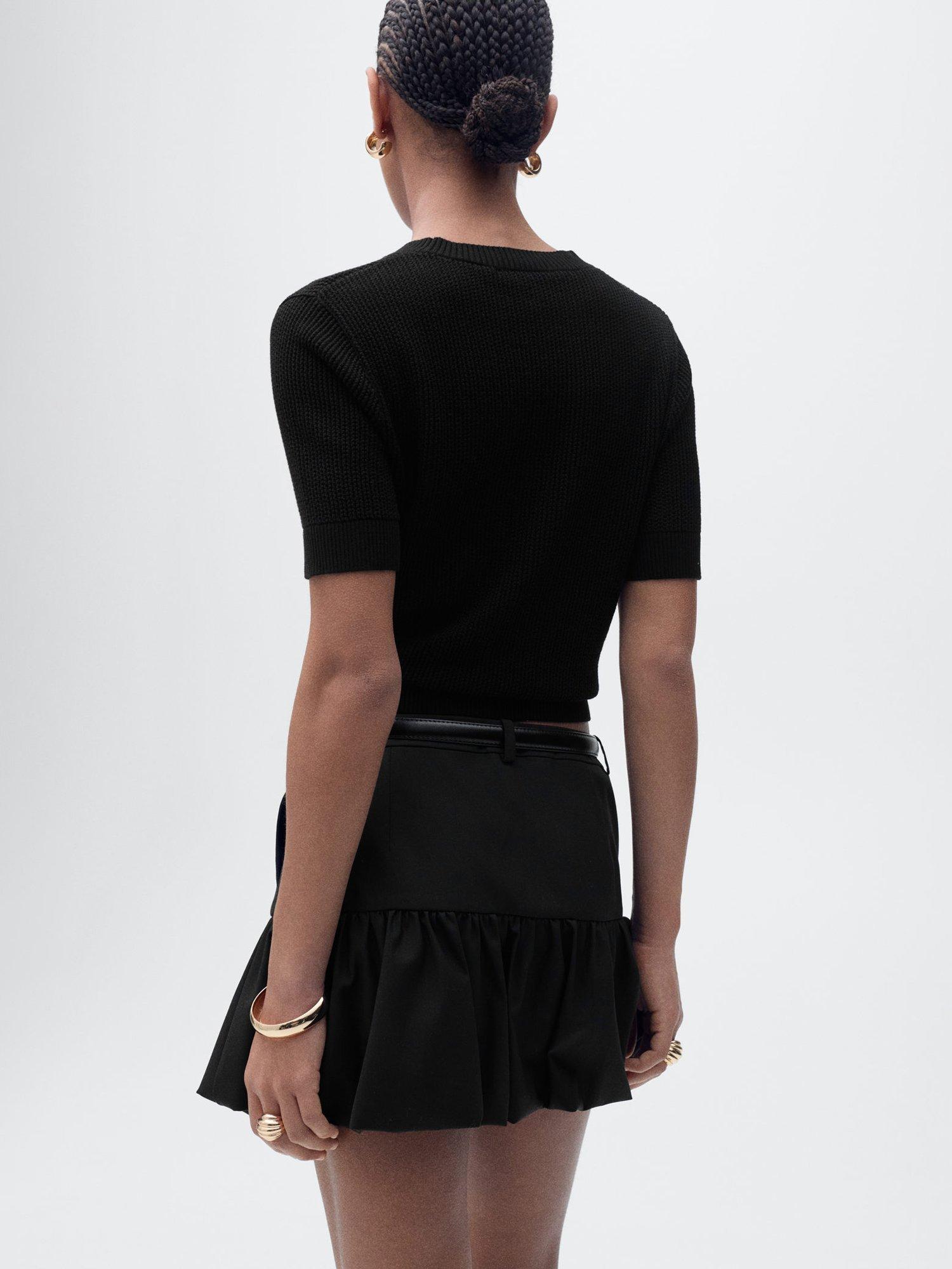 Product image 4 of 7, which shows Mango Peras Fitted Short Sleeve Jumper, Black, XS