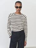 Mango Timon Stripe Sweatshirt, Navy/Cream