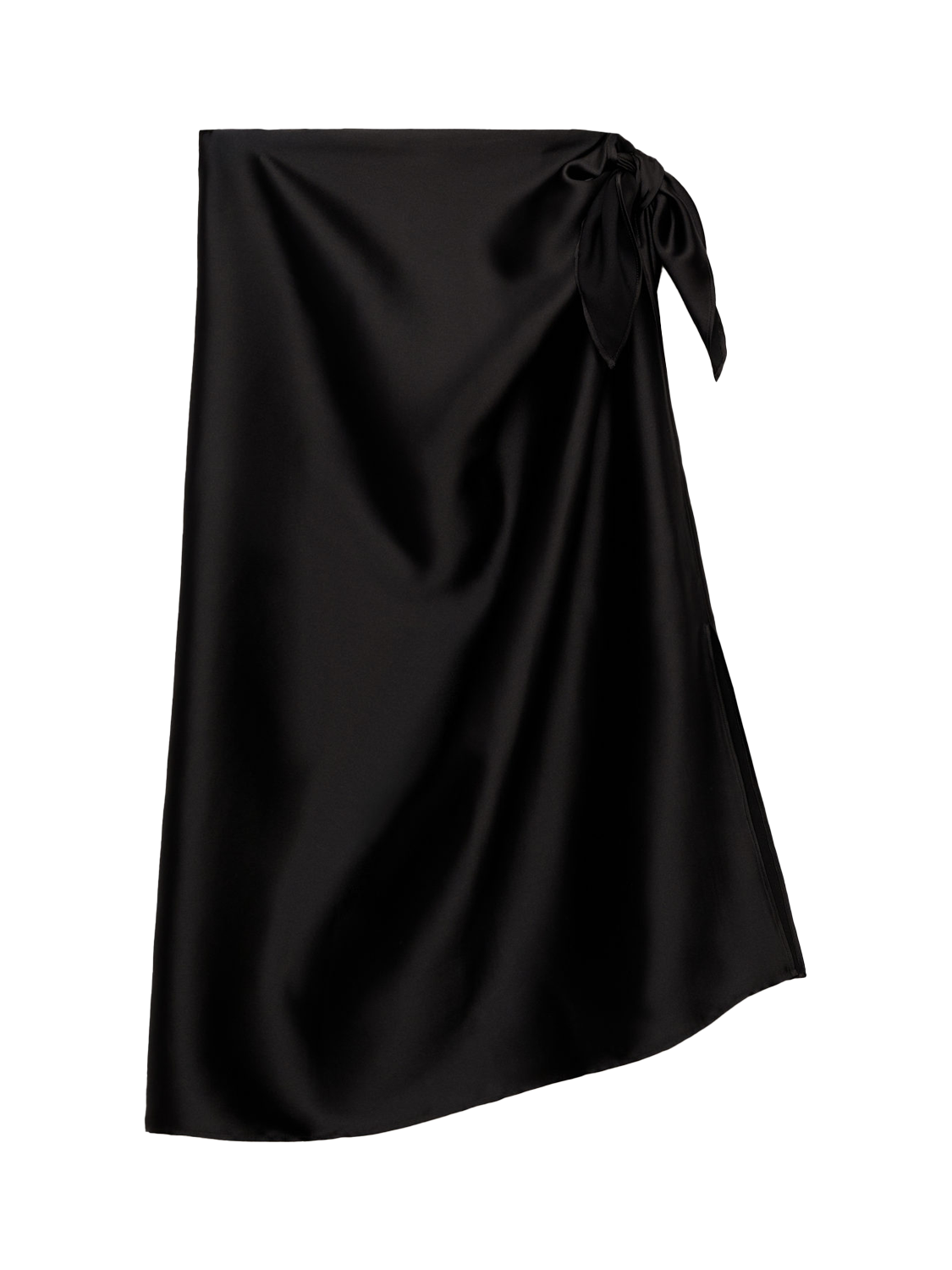 Product image 3 of 7, which shows Mango Goldi Satin Knot Tie Maxi Skirt, Black, S