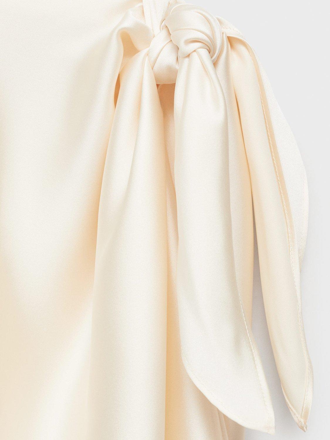Product image 8 of 8, which shows Mango Goldi Satin Knot Tie Maxi Skirt, Light Beige, S