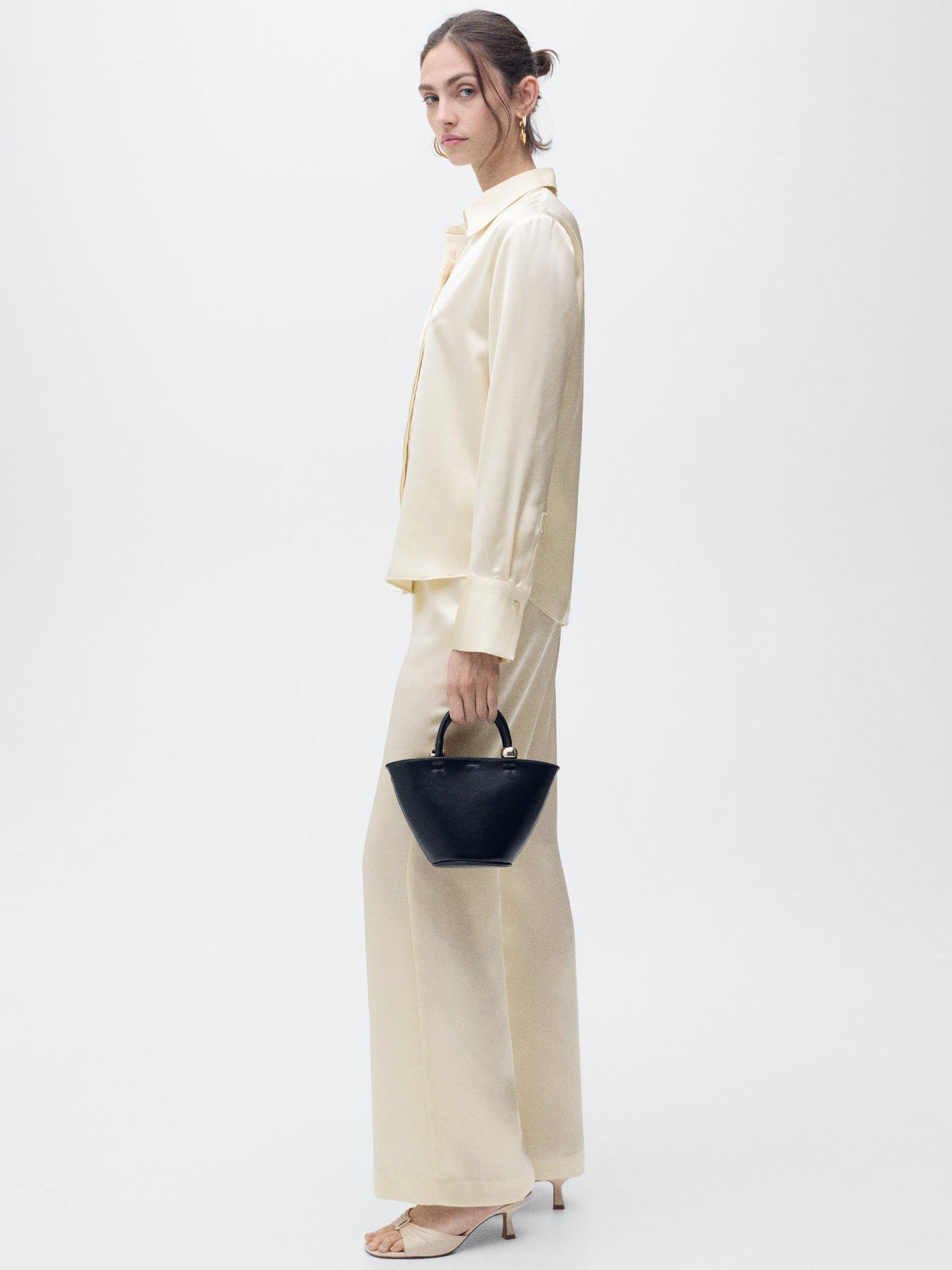 Product image 2 of 8, which shows Mango Goldin Satin Shirt, Light Beige, 8