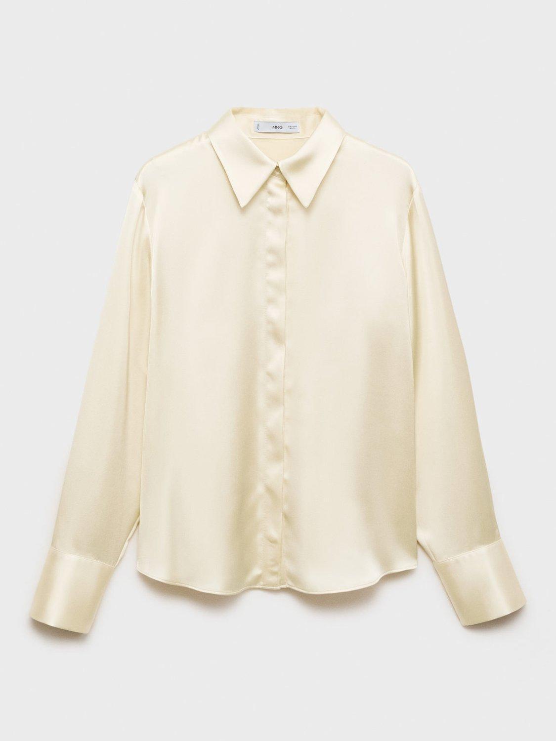 Product image 3 of 8, which shows Mango Goldin Satin Shirt, Light Beige, 8