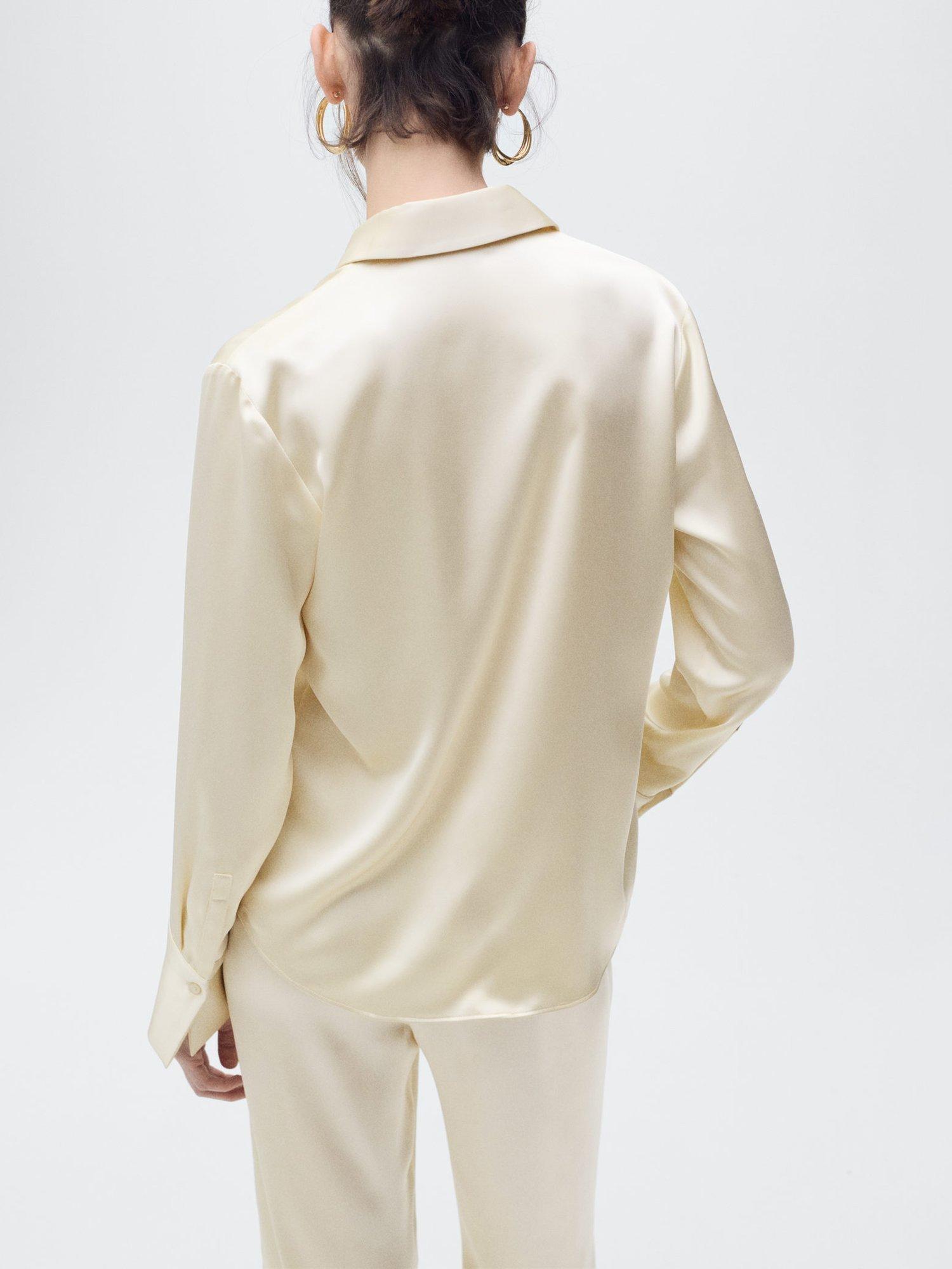 Product image 4 of 8, which shows Mango Goldin Satin Shirt, Light Beige, 8