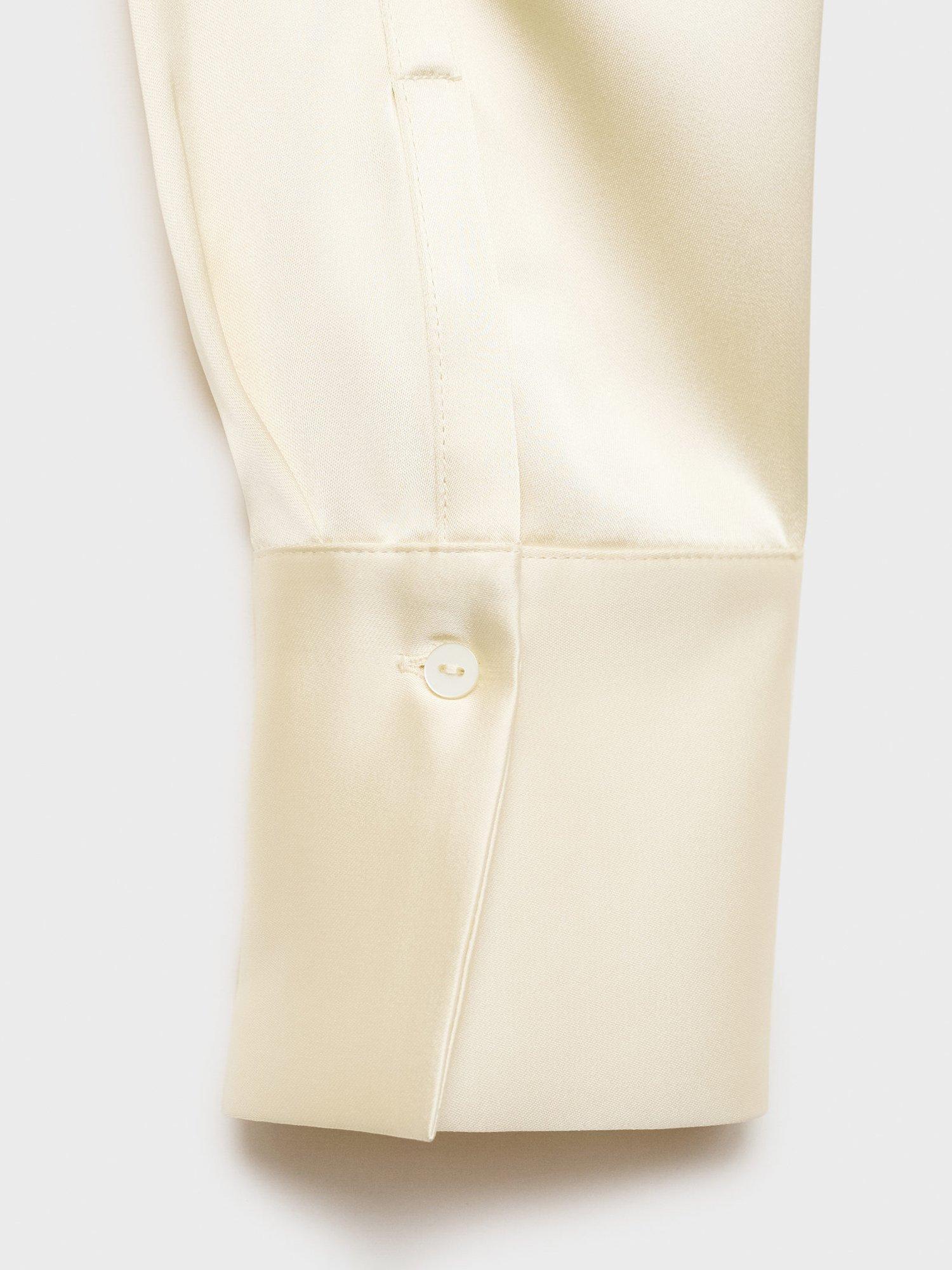 Product image 5 of 8, which shows Mango Goldin Satin Shirt, Light Beige, 8