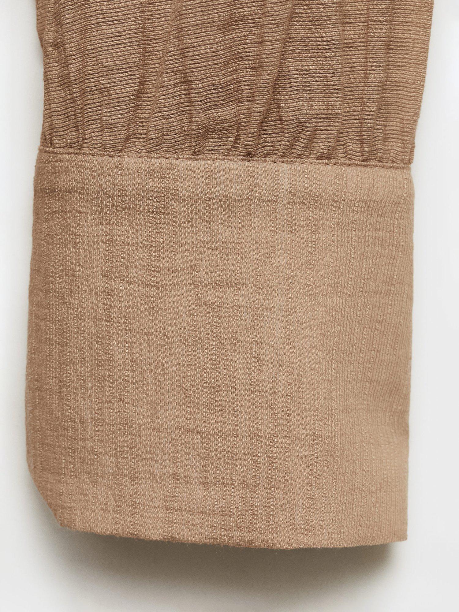 Product image 5 of 8, which shows Mango Textured Tie Neck Blouse, Brown, 10