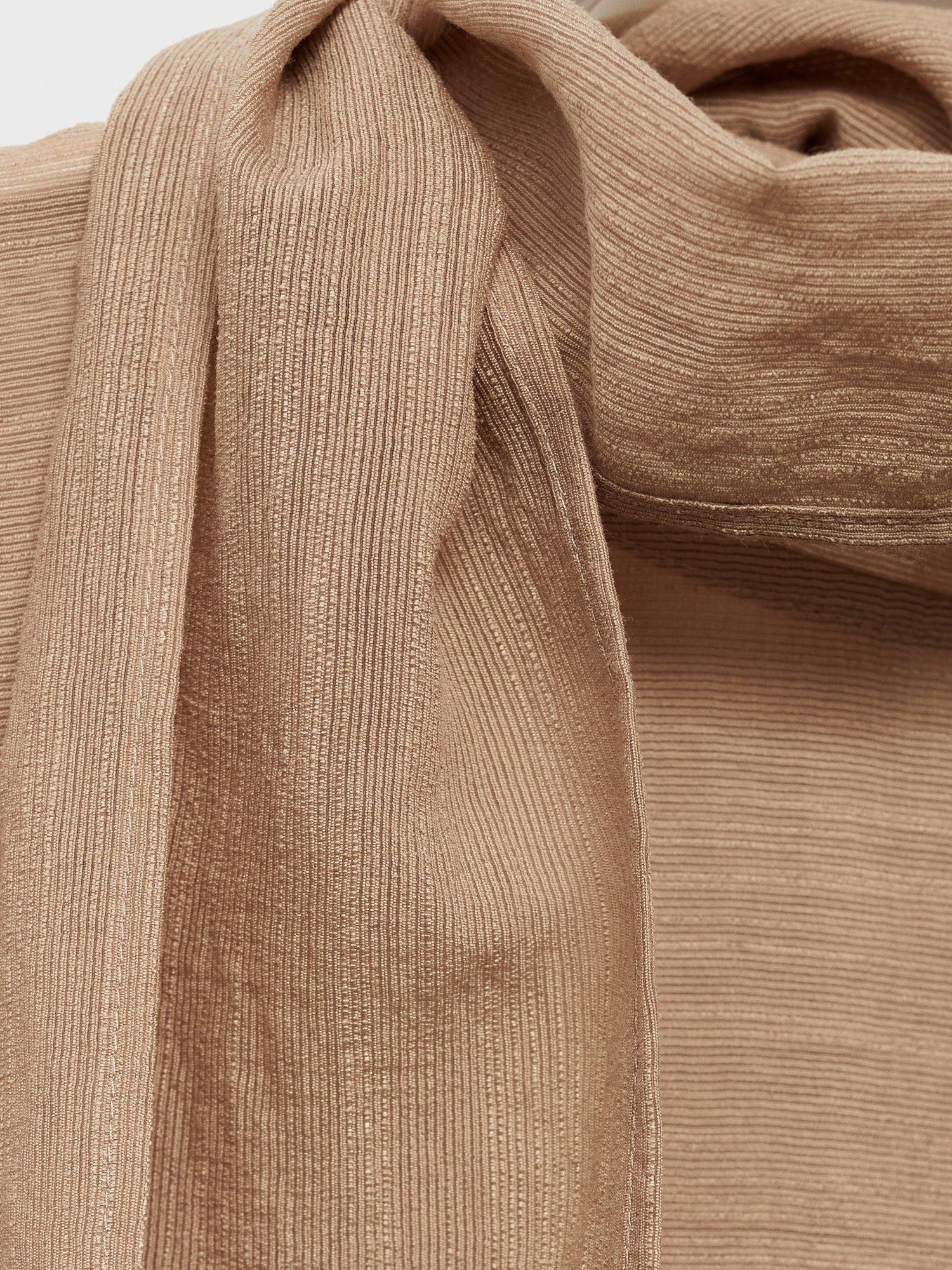 Product image 8 of 8, which shows Mango Textured Tie Neck Blouse, Brown, 10